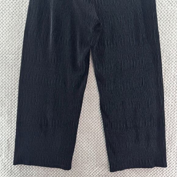 Habitat Pants Women L Black Soft Textured Wide Leg High Rise Pull On Lagenlook - Picture 7 of 14